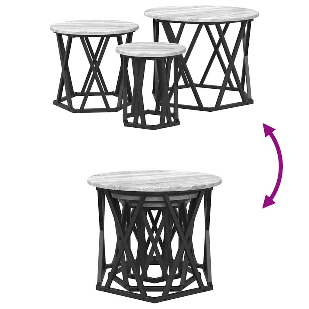 vidaXL Κομοδίνο Μονάδας 3 pcs Γκρι sonoma 53 x 53 x 40 cm
