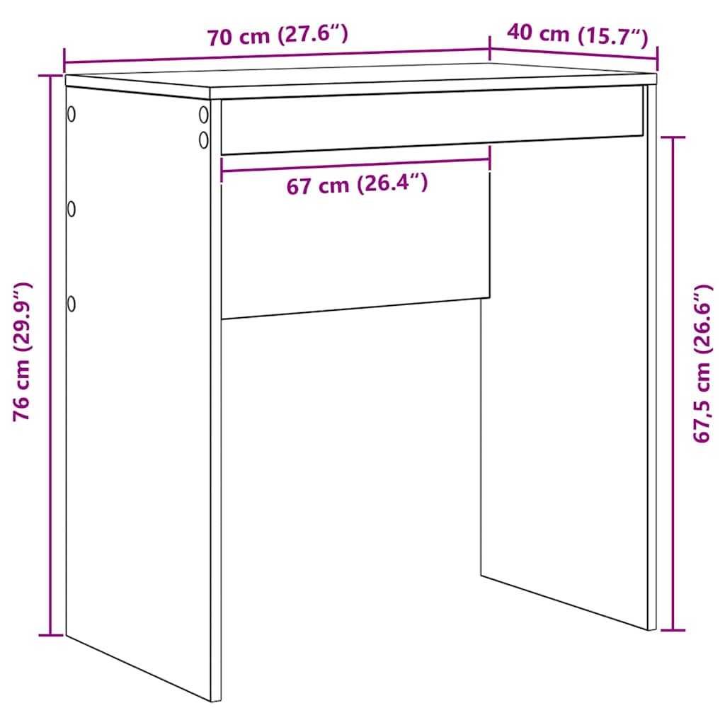vidaXL Γραφείο Μαύρη Οξυά 70 x 40 x 76 εκ.