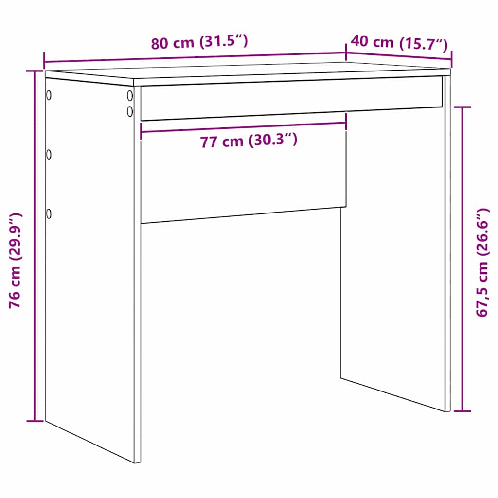 vidaXL Γραφείο Μαύρη Οξυά 80 x 40 x 76 εκ.