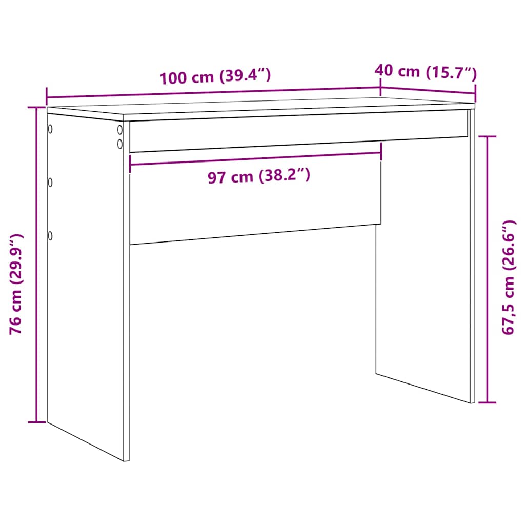 vidaXL Γραφείο Μαύρη Οξυά 100 x 40 x 76 εκ.