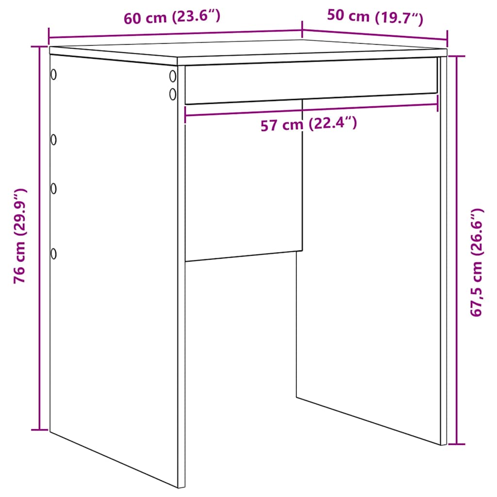 vidaXL Γραφείο Μαύρη Οξυά 60 x 50 x 76 εκ.