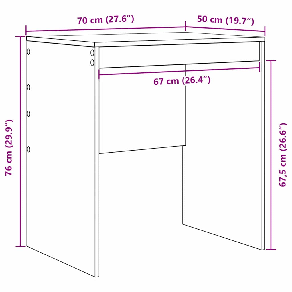 vidaXL Γραφείο Μαύρη Οξυά 70 x 50 x 76 εκ.