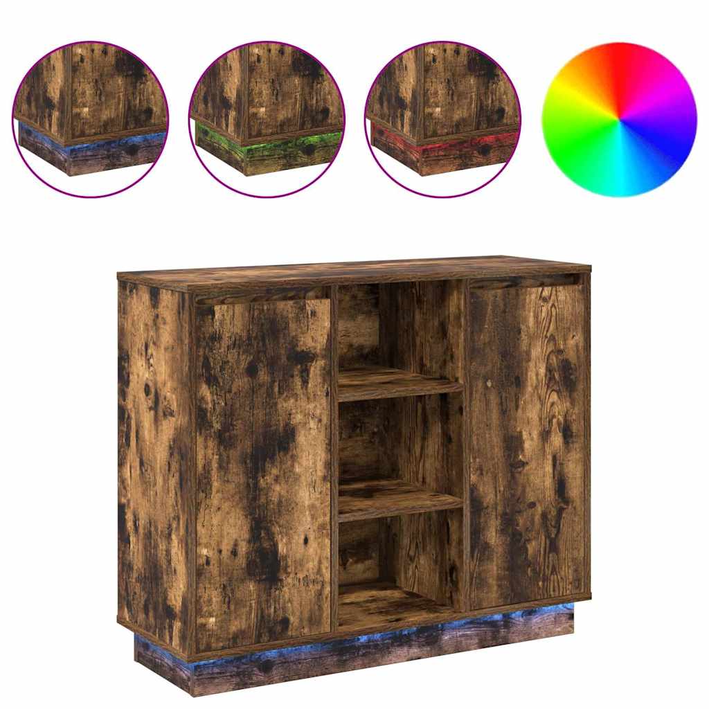 vidaXL Κομοδίνο Καπνιστό Δρύς 90 x 32 x 75 εκ Επεξεργασμένο ξύλο