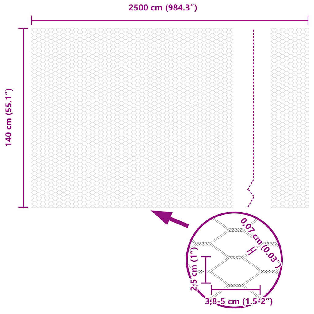 vidaXL Εξάγωνος Φράχτης Γκρι 1.4x25 μ Χάλυβας