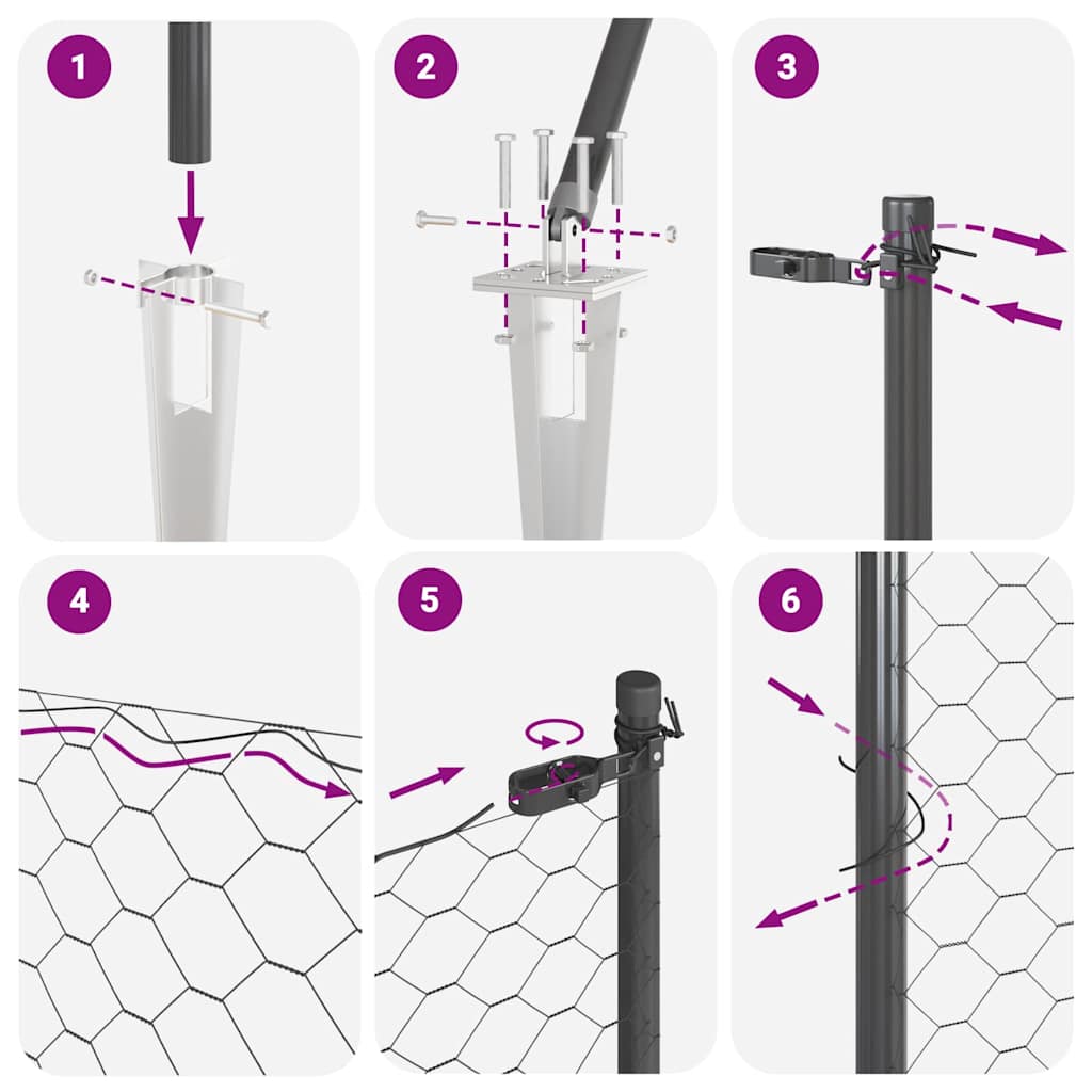 vidaXL Hexagon Fence Γκρι 0.4x50 μ Ατσάλι