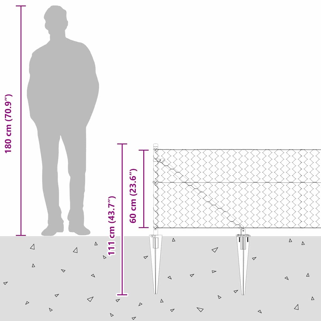 vidaXL Φράχτης Γκρι 0.6x50 μ. Χάλυβας