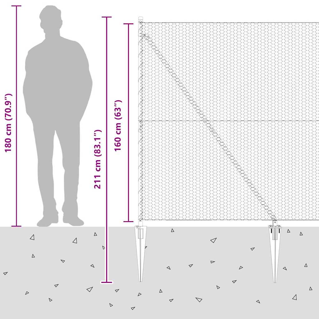 vidaXL Εξάγωνος Φράχτης Γκρι 1.6x50 μ Ατσάλι