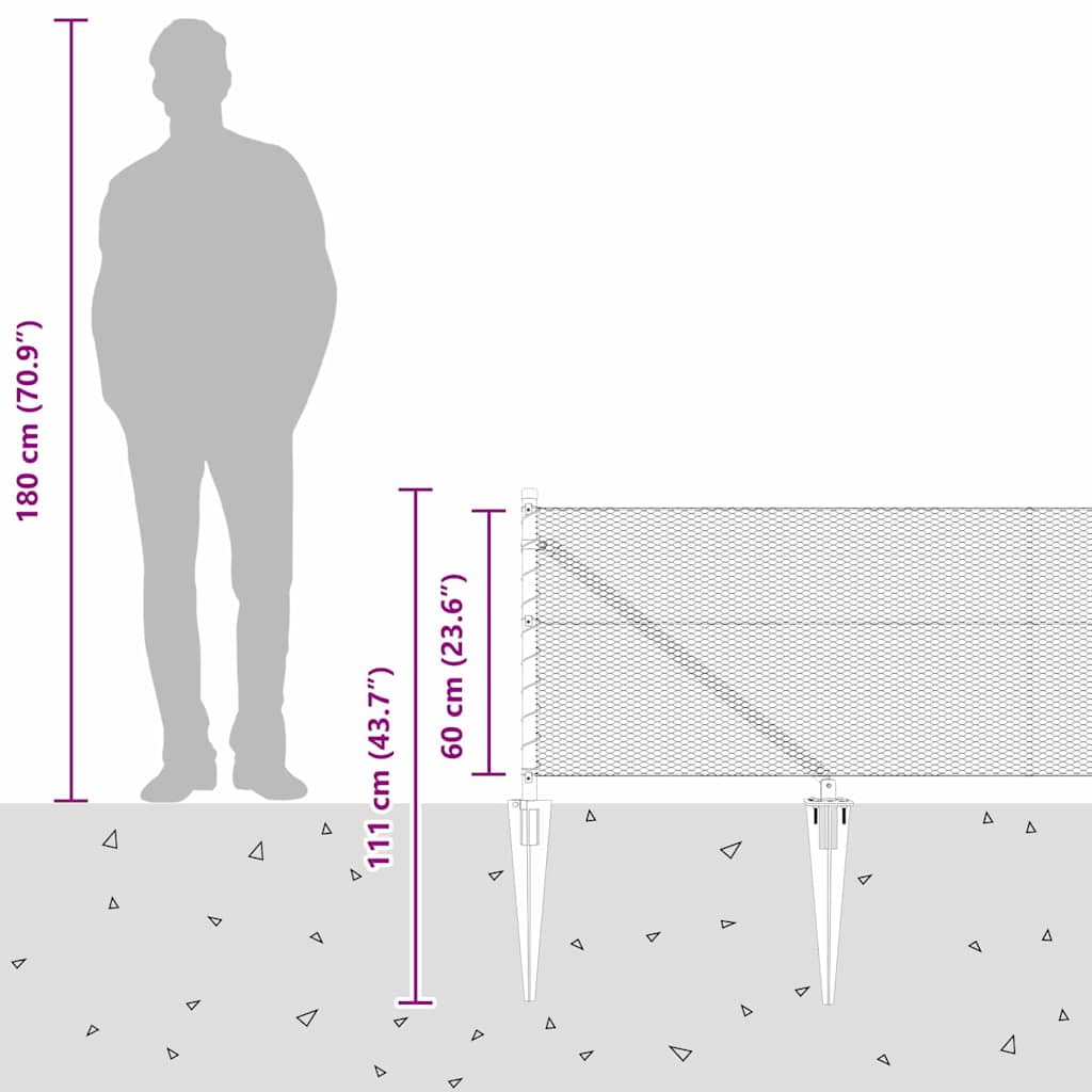 Φράκτης vidaXL Εξαγωνικός 0.6x100 μ Γαλβανισμένος Χάλυβας