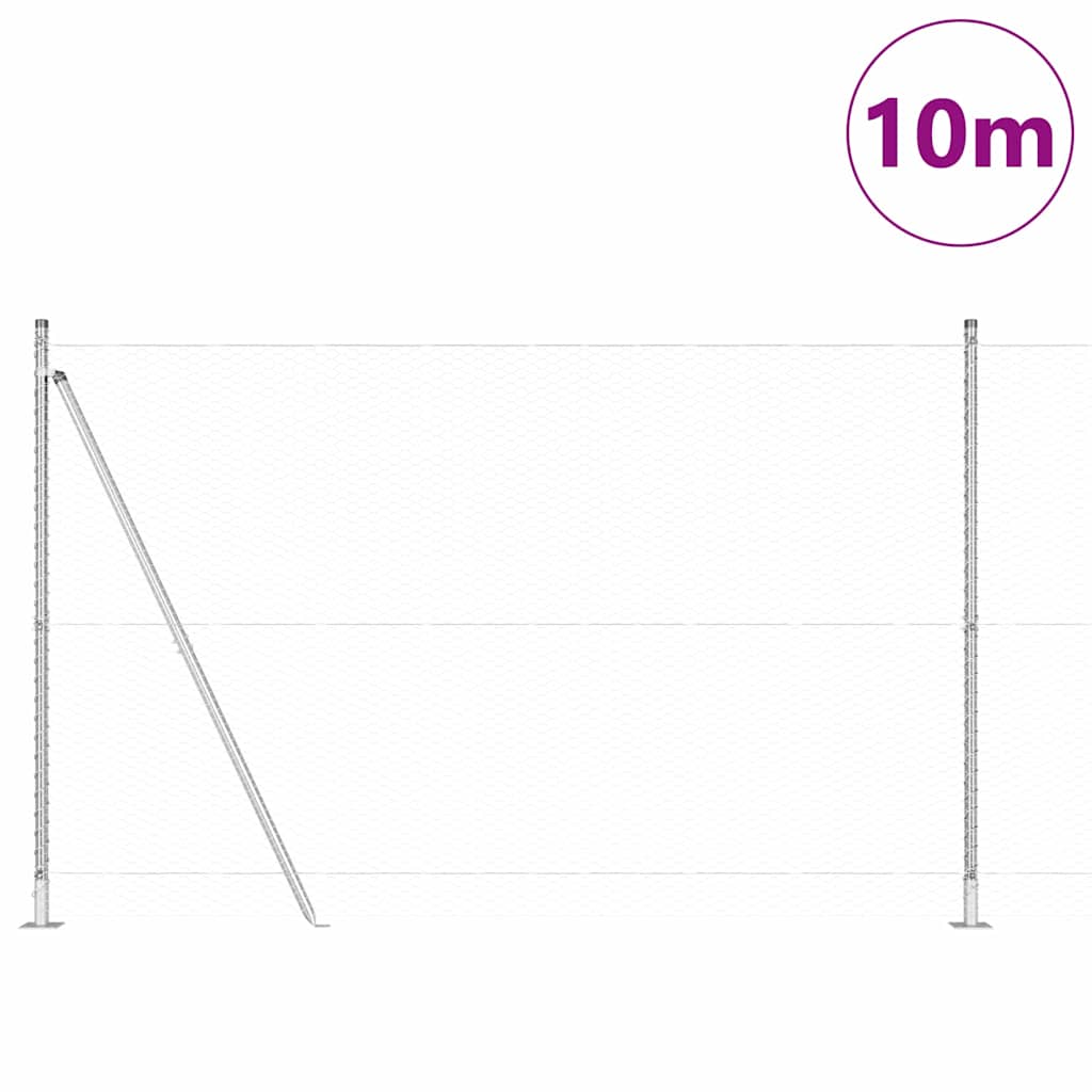 vidaXL Hexagon Φράκτης 1.6x10 μ Γαλβανισμένος Χάλυβας