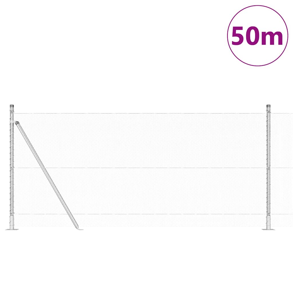 vidaXL Hexagon Fence 0,8x50 μ Γαλβανισμένος Χάλυβας