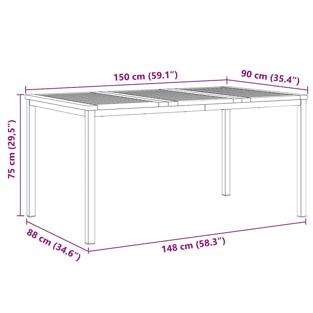vidaXL Τραπεζαρία 150x90x75 cm