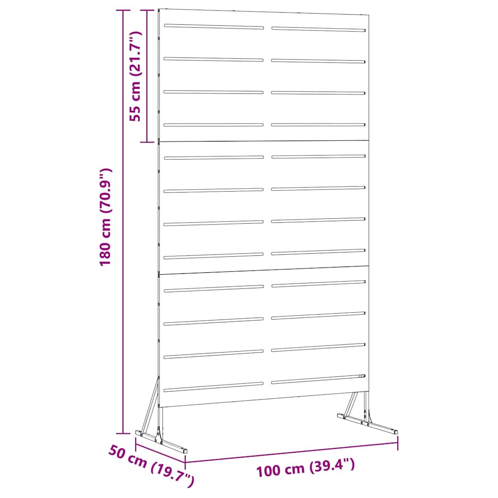 vidaXL Οθόνη Ιδιωτικότητας Μαύρο 100 x 50 x 180 εκ. Ατσάλι