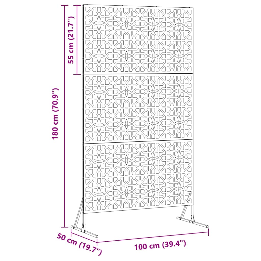 vidaXL Οθόνη Ιδιωτικότητας 100 x 50 x 180 εκ. Ατσάλι Λευκό