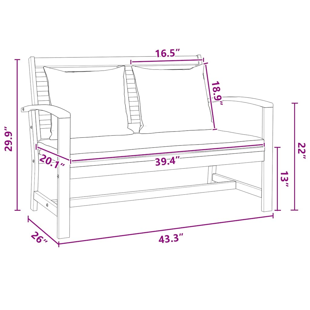 vidaXL Παγκάκι κήπου Φυσικό 110 x 64 x 76.5 εκ Μασίφ ξύλο teak