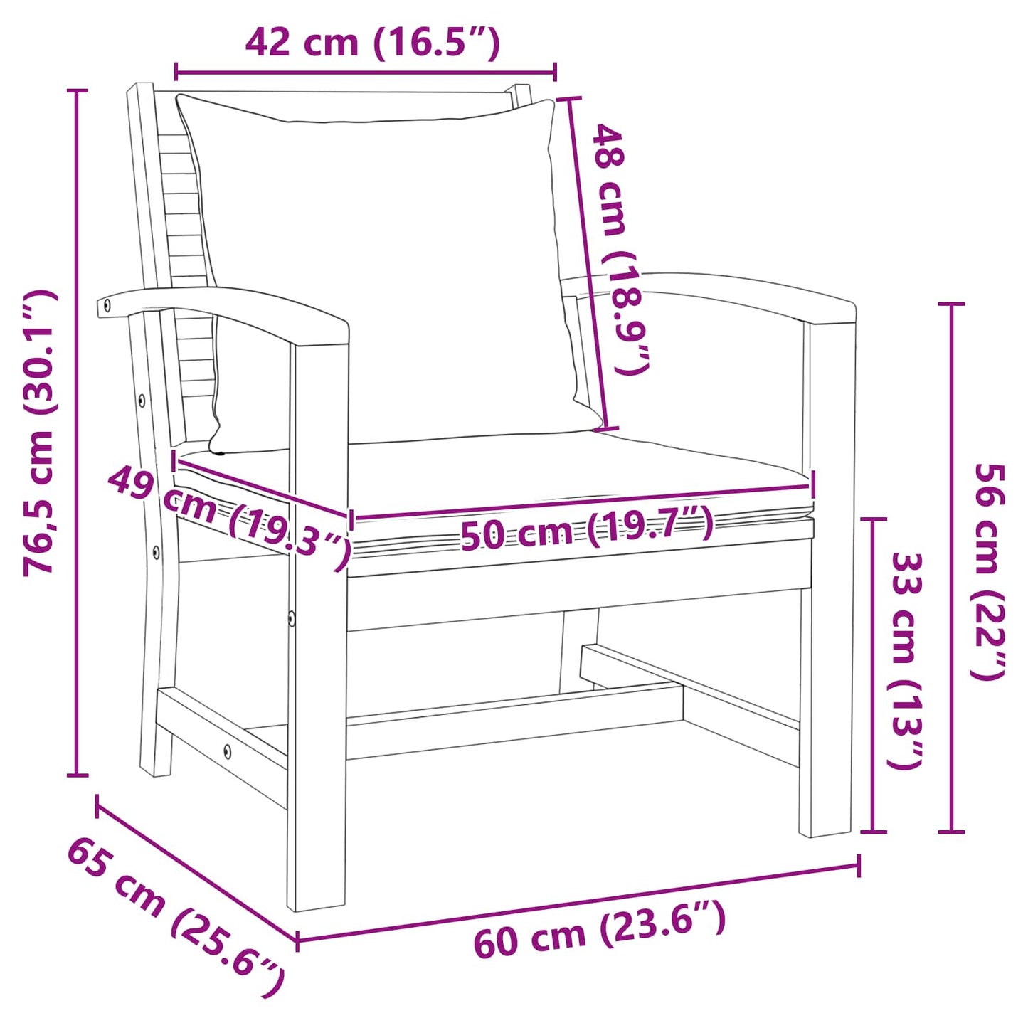 vidaXL Καρέκλα 2 pcs Καφέ και Κρέμα 65 x 60 x 76,5 εκ Στερεό Ξύλο Τίκ