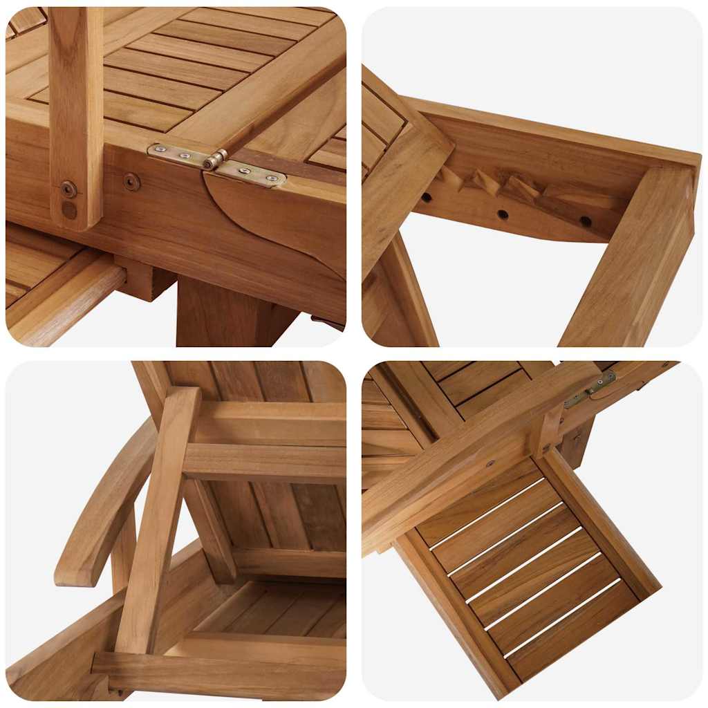 vidaXL Ξαπλώστρα με μαξιλάρι 1-πρόσωπο 2 pcs Καφέ Στερεό Ξύλο Τίκ