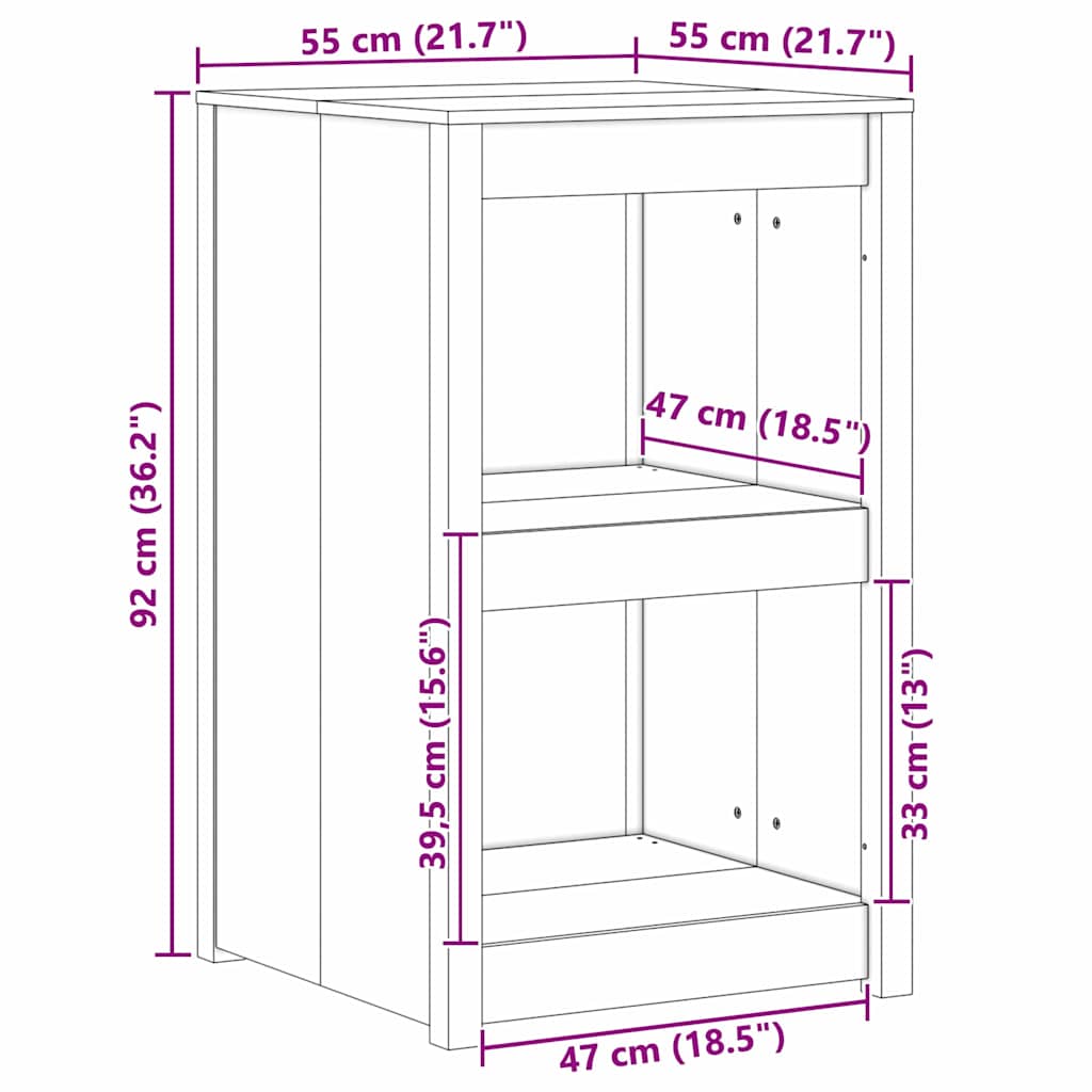 vidaXL Ντουλάπα Κουζίνας Λευκό 55 x 55 x 92 cm Μασίφ ξύλο πεύκου