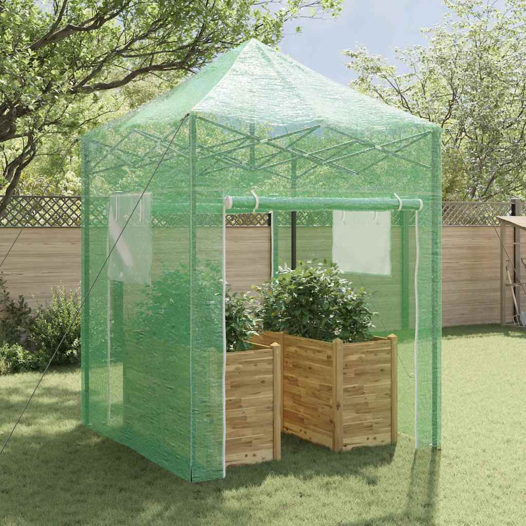 vidaXL Θερμοκήπιο με στέγη Πράσινο 200 x 200 x 300 εκ Ατσάλι