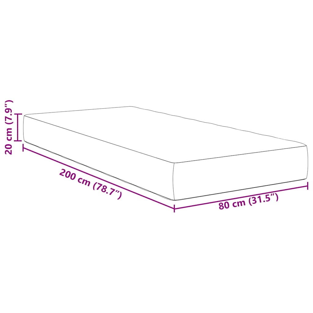 vidaXL Στρώμα Κρεβατιού με στρώμα Μπλε 80 x 200 cm ύφασμα