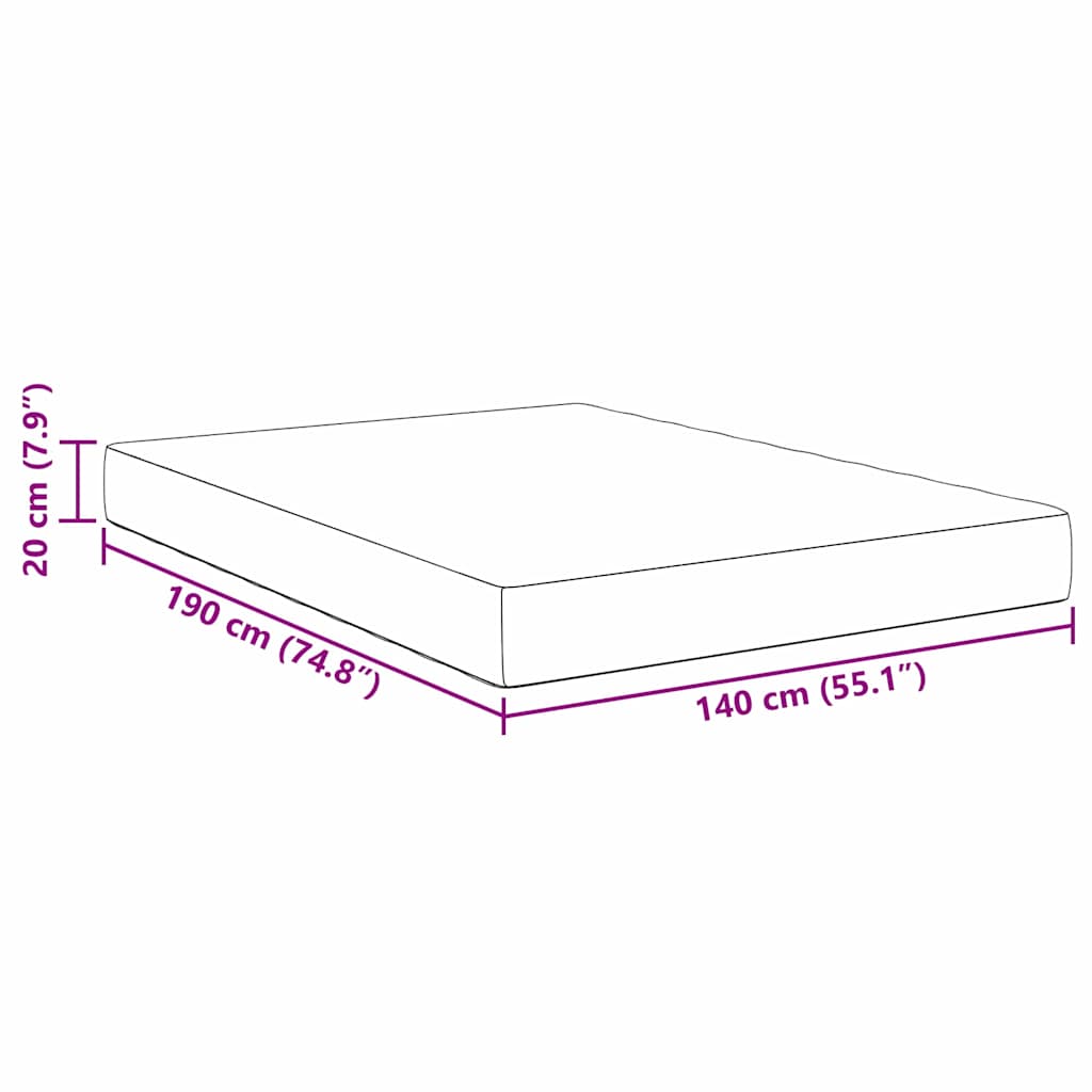 vidaXL Στρώμα Κρεβατιού με στρώμα Μπλε 140 x 190 cm ύφασμα