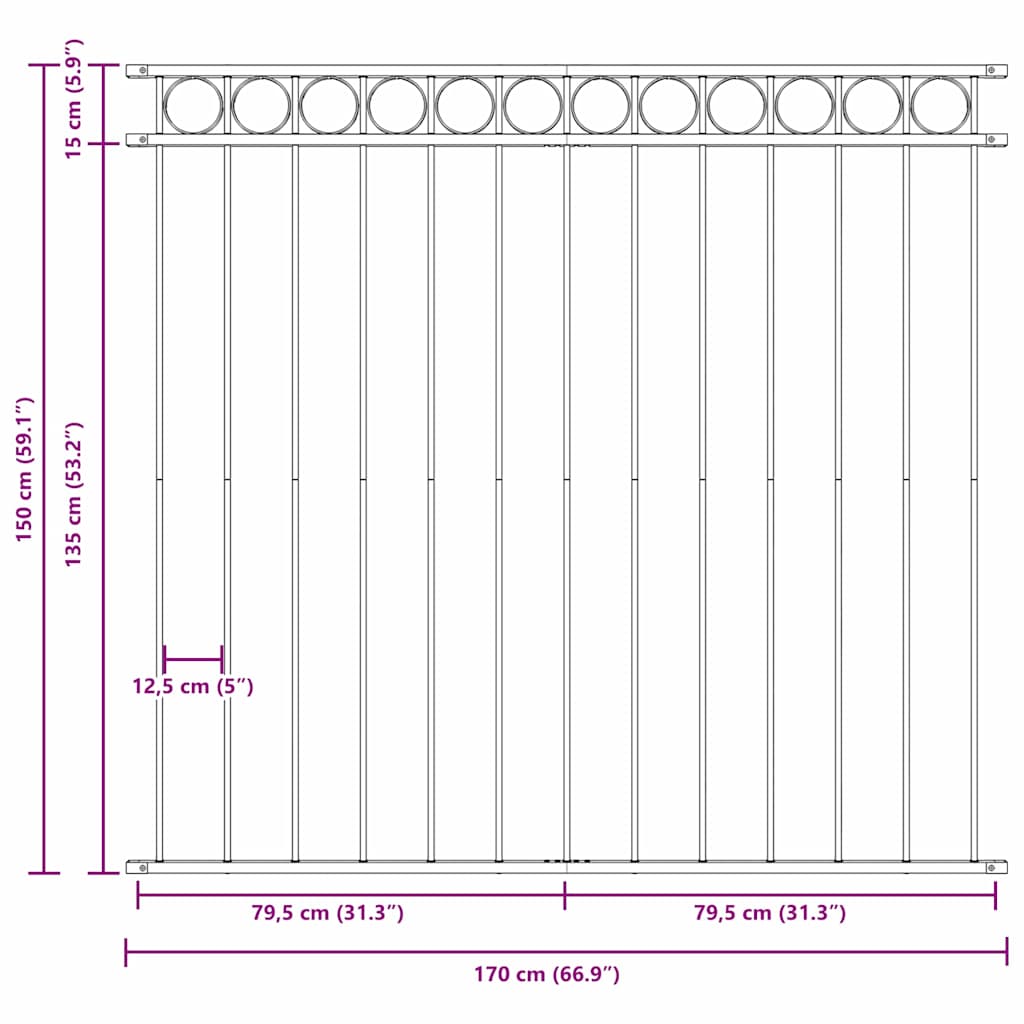 vidaXL Στοιχείο Φράχτη ASSEN 170 x 150 εκ. Ατσάλι Λευκό