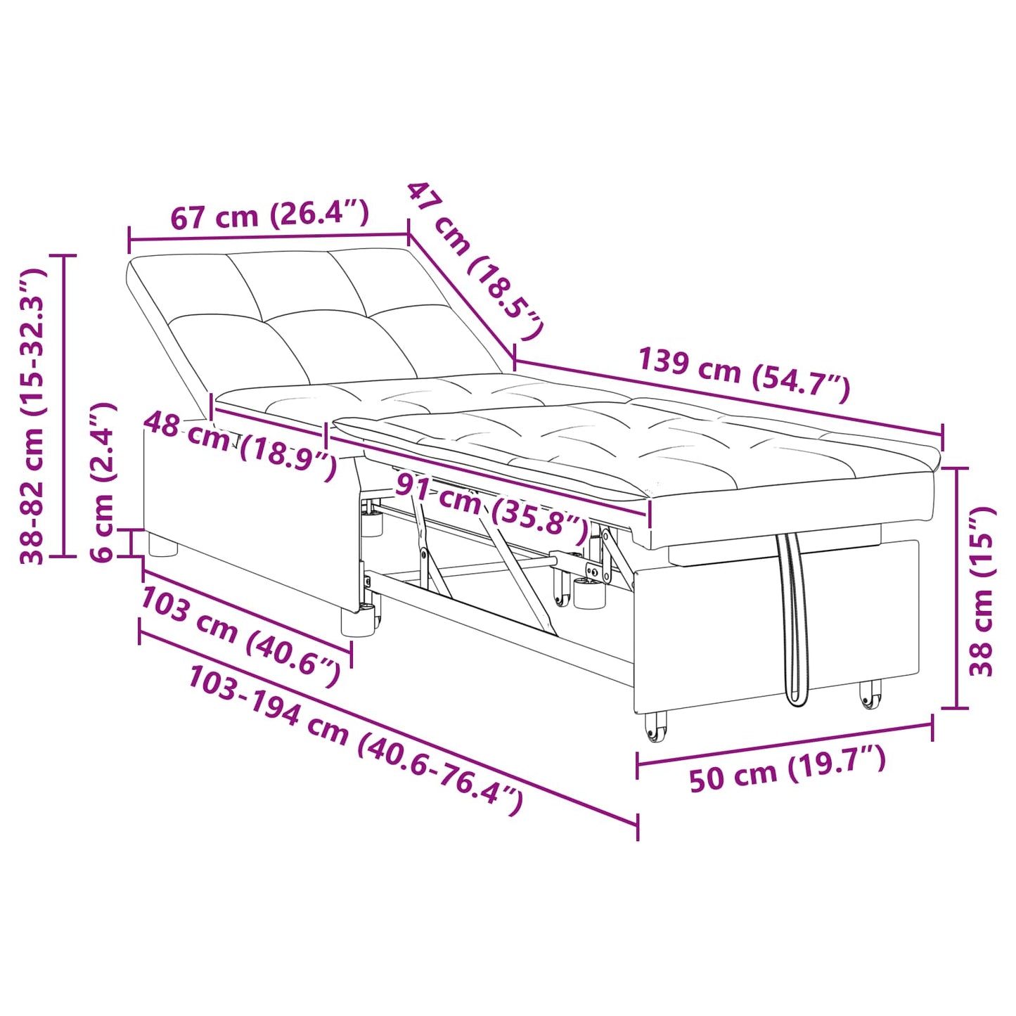 vidaXL Κρεβάτι καναπές Ανοιχτό γκρι 194 x 50 x 82 εκ. Κόντρα πλακέ