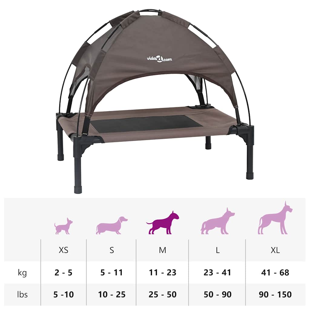 vidaXL Υπερυψωμένο Κρεβάτι Σκύλου Καφέ Μέταλλο 76 x 62 x 70.5 εκ