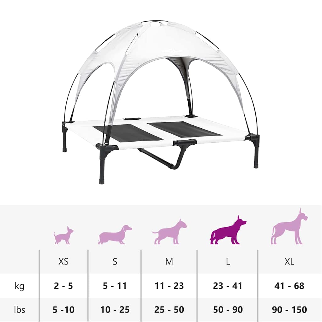 vidaXL Ανασηκωμένο Κρεβάτι Σκύλου με Αφαιρούμενη Στέγη Ασημί Γκρι L Χάλυβα