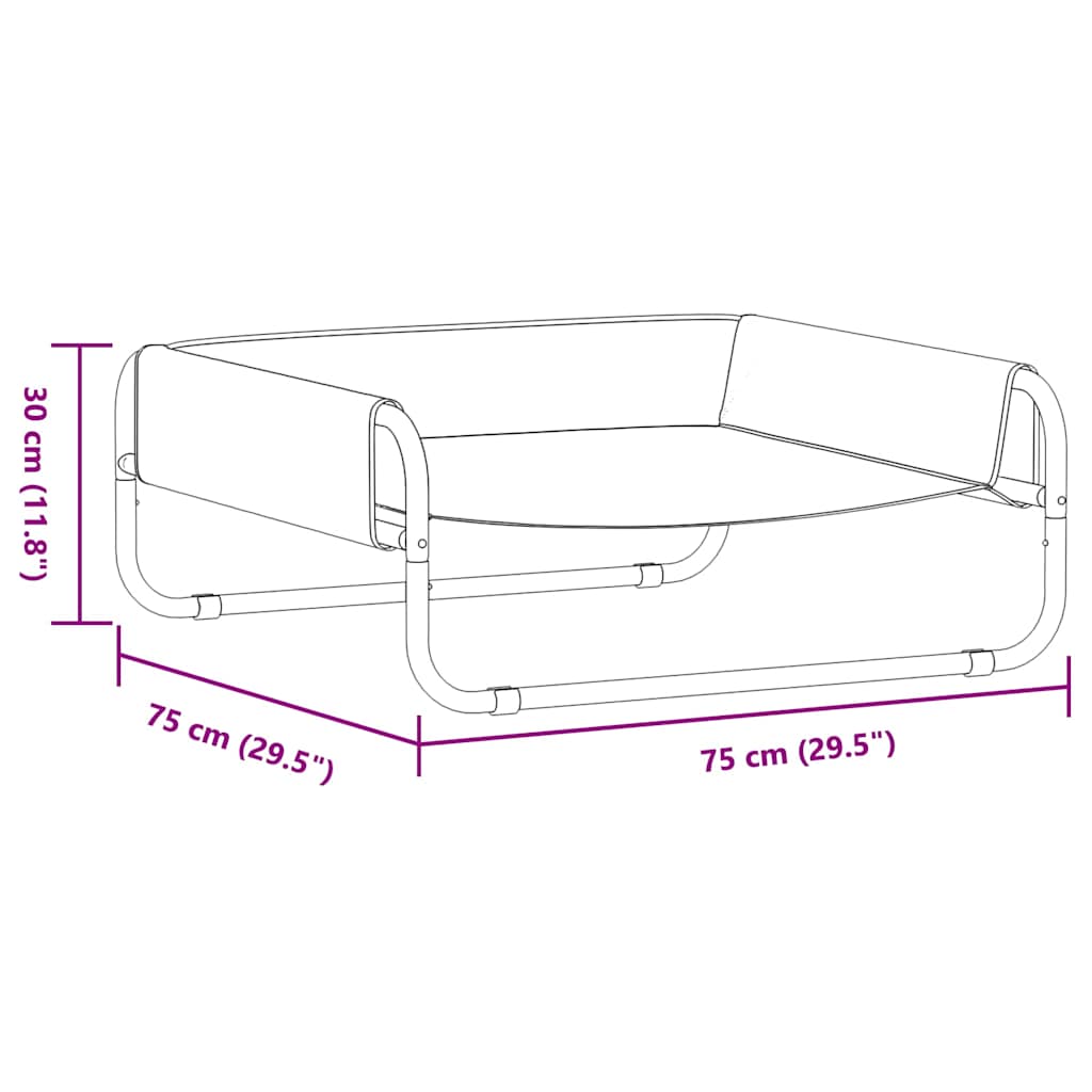 vidaXL Υπερυψωμένο Κρεβάτι Σκύλου Μαύρο ML Ύφασμα και Σίδερο