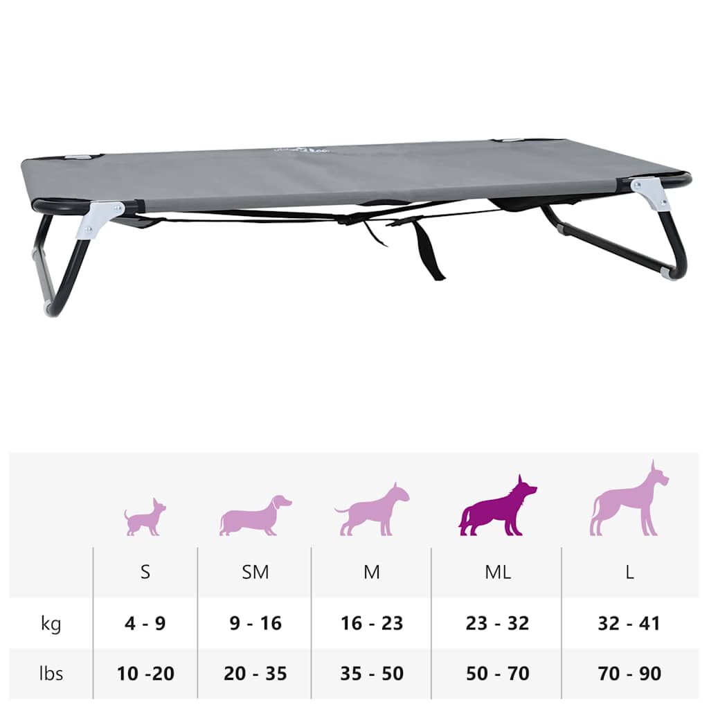 vidaXL Αναδιπλούμενο Κρεβάτι Σκύλου Ανοιχτό γκρι