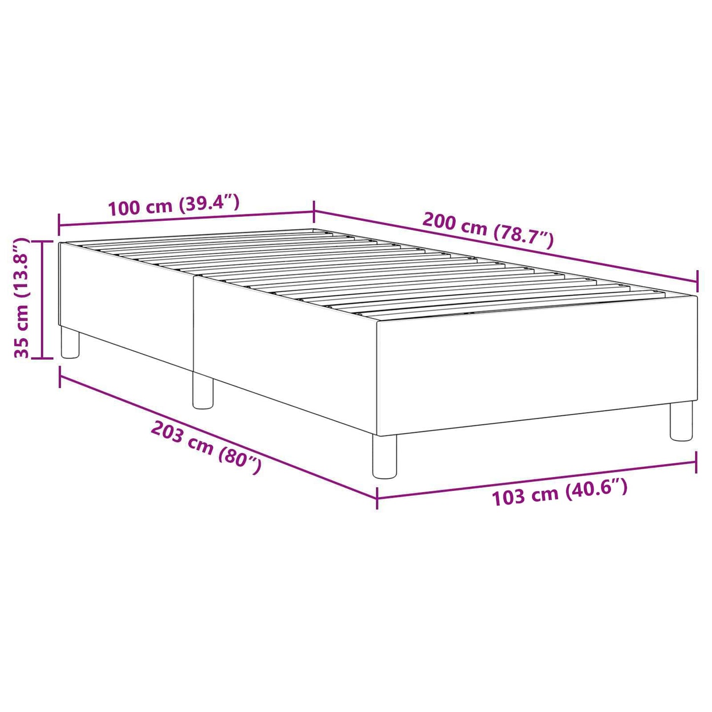 vidaXL Κρεβάτι πλατφόρμα Κρεμ 100 x 200 cm Υφασμάτινο Κορντουρά