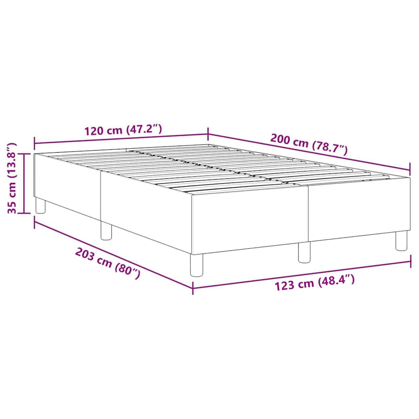 vidaXL Κρεβάτι πλατφόρμα Ανοιχτό γκρι 120 x 200 cm