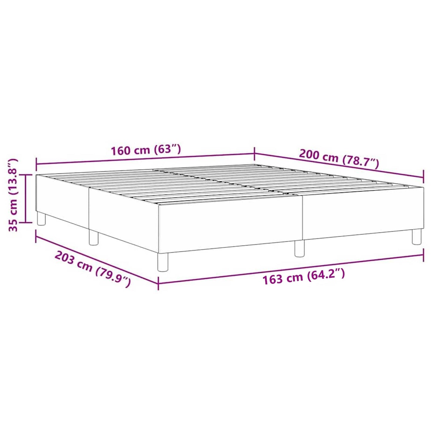 vidaXL Κρεβάτι πλατφόρμα Ανοιχτό γκρι 160 x 200 cm