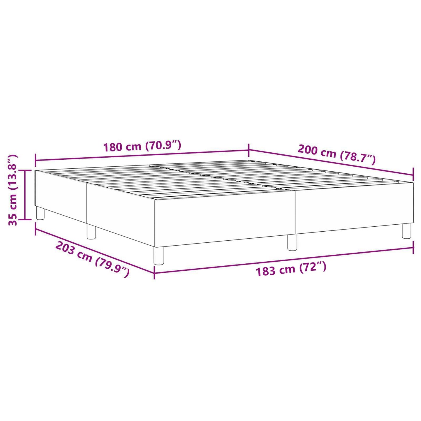 vidaXL Κρεβάτι πλατφόρμα Ανοιχτό γκρι 180 x 200 cm