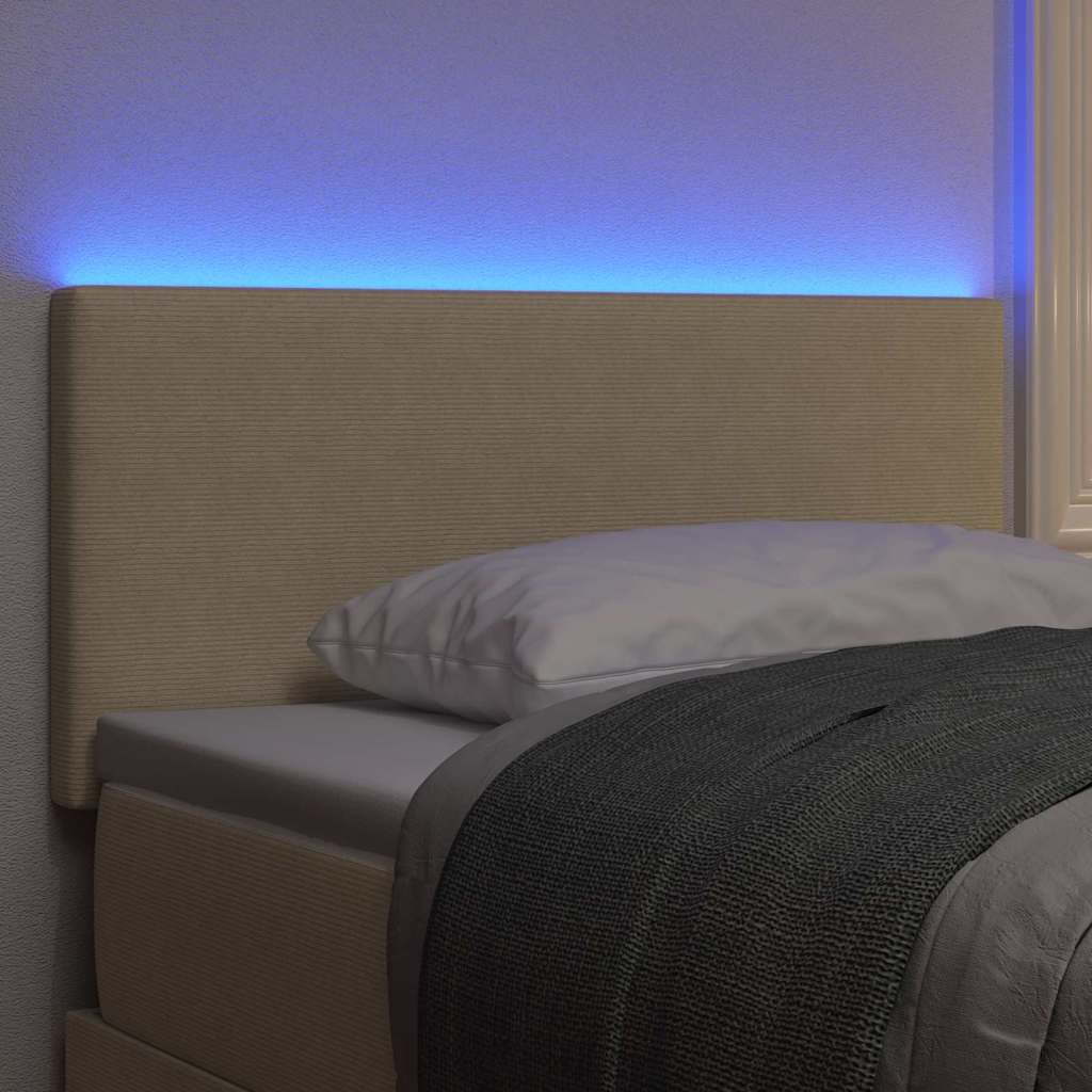 vidaXL LED Κεφαλάρι Απλής Σχεδίασης Φωτεινό Πράσινο-Γκρι 100 εκ. Κορντούρο Υφάσματος