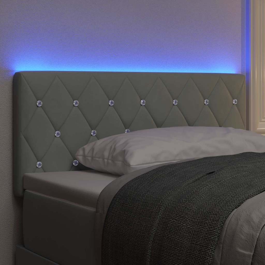 vidaXL LED Κεφαλάρι με Κρύσταλλο και Πουστία Φωτεινό Γκρι 100 εκ Βελούδο