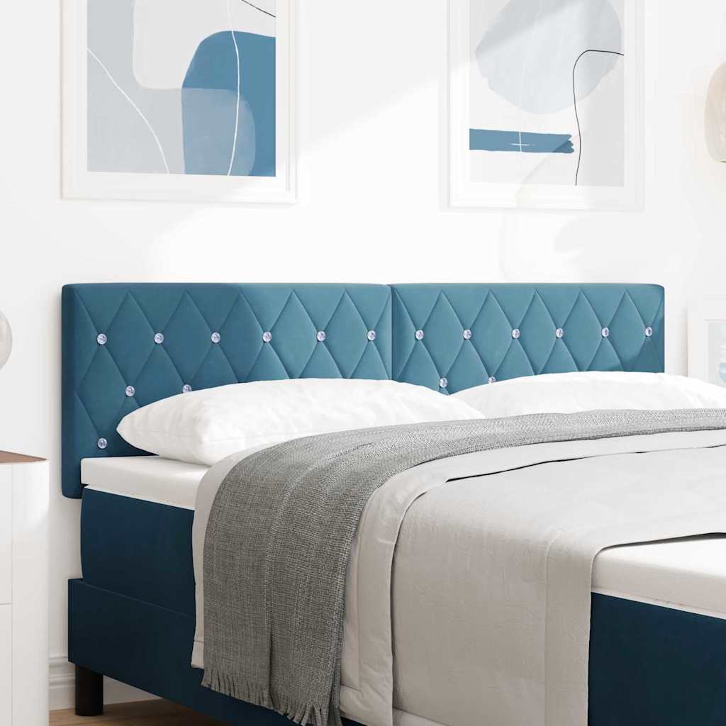 vidaXL LED Κεφαλάρι με Κρύσταλλο Κουμπωτό Σκούρο Μπλε, 72 cm, Βελούδο