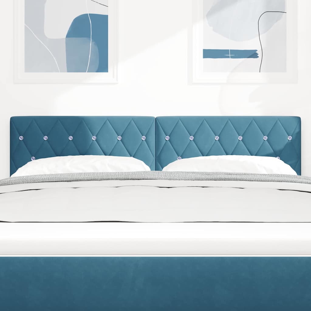 vidaXL LED Κεφαλάρι με Κρύσταλλο Κουμπωτό Σκούρο Μπλε, 72 cm, Βελούδο
