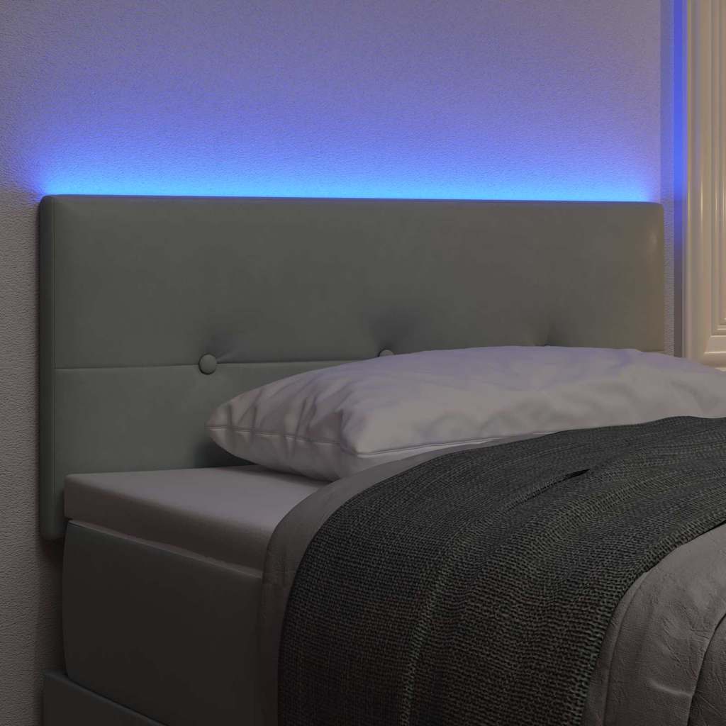 vidaXL LED Κεφαλάρι Με Κουμπιά Σατέν Ανοιχτό Γκρι 80 εκ Βελούδινο
