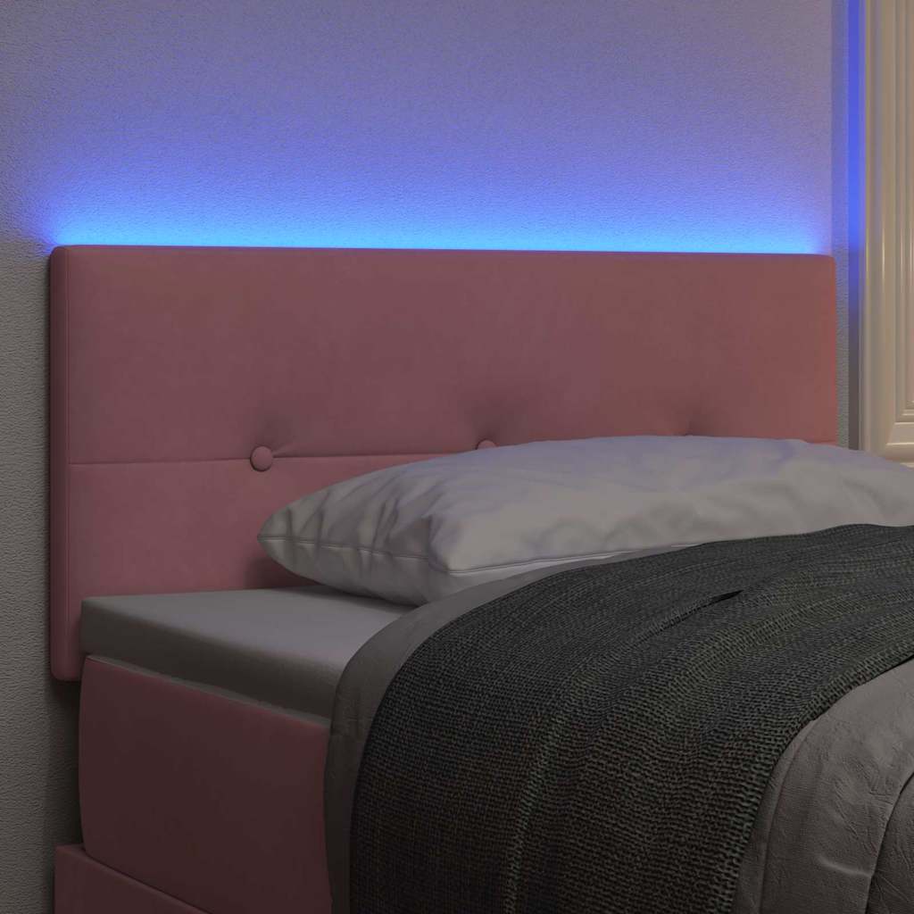 vidaXL LED Κεφαλάρι Με Κουμπιά Ροζ 80 εκ Βελούδο