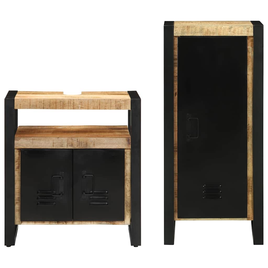 vidaXL Σετ Επίπλων Μπάνιου με ράφι 2 pcs Καφέ Στερεό ξύλο μάνγκο