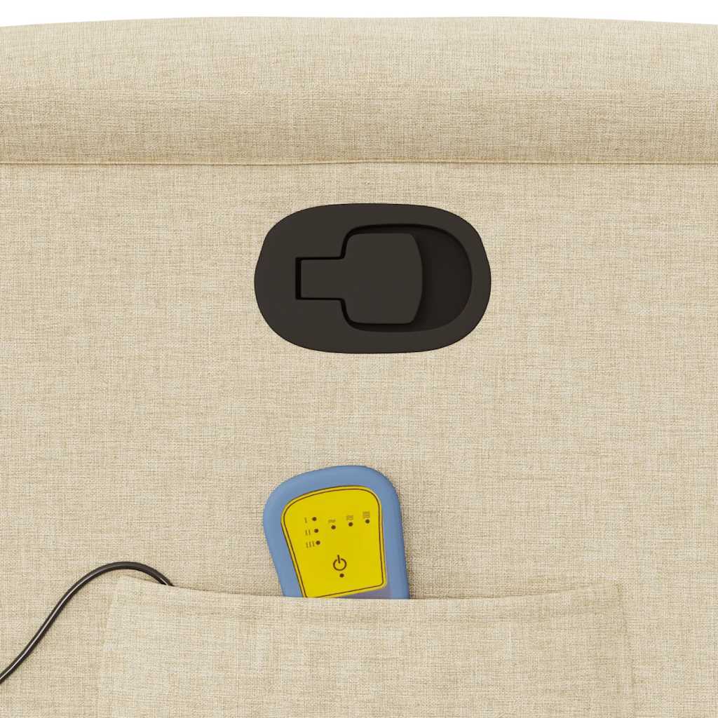 vidaXL Πολυθρόνα Μασάζ Ανακλινόμενη Κρεμ Υφασμάτινη