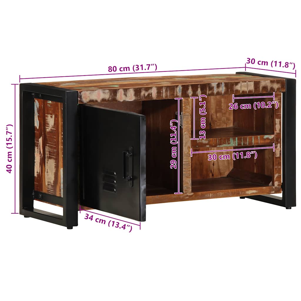 ντουλάπι τηλεόρασης vidaXL 80x30x40 cm Ξύλο μασίφ αναγεννημένο
