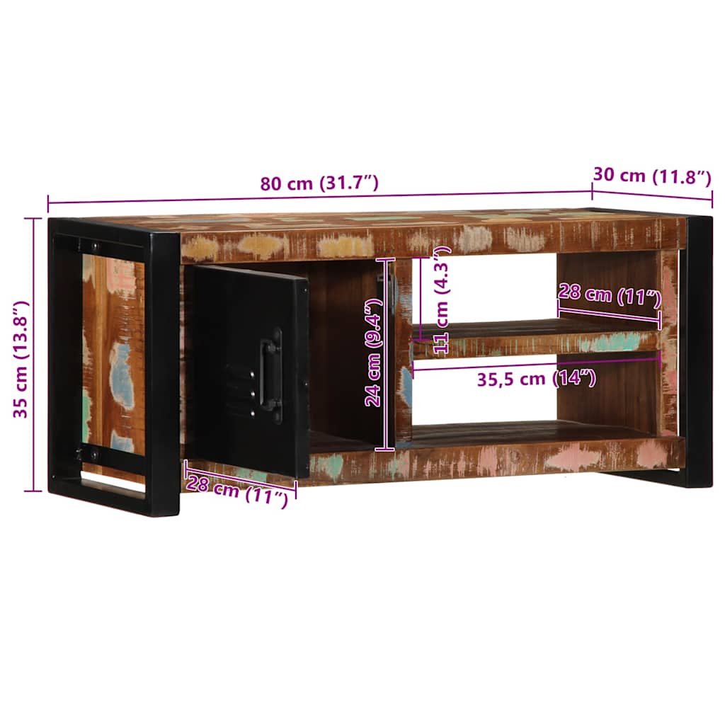 ντουλάπι τηλεόρασης vidaXL 80x30x35 cm από μασίφ ξύλο αναγεννημένο