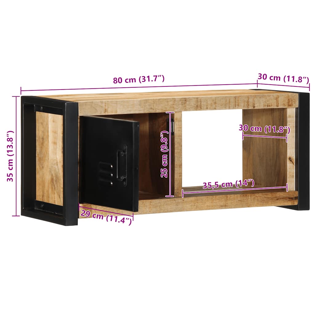 ντουλάπι τηλεόρασης vidaXL 80x30x35 cm Στερεό ακατέργαστο ξύλο Mango