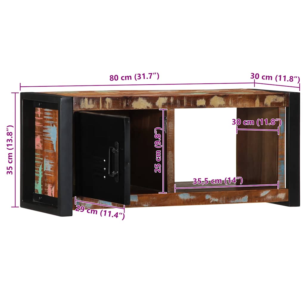 ντουλάπι τηλεόρασης vidaXL 80x30x35 cm από μασίφ ξύλο αναγεννημένο