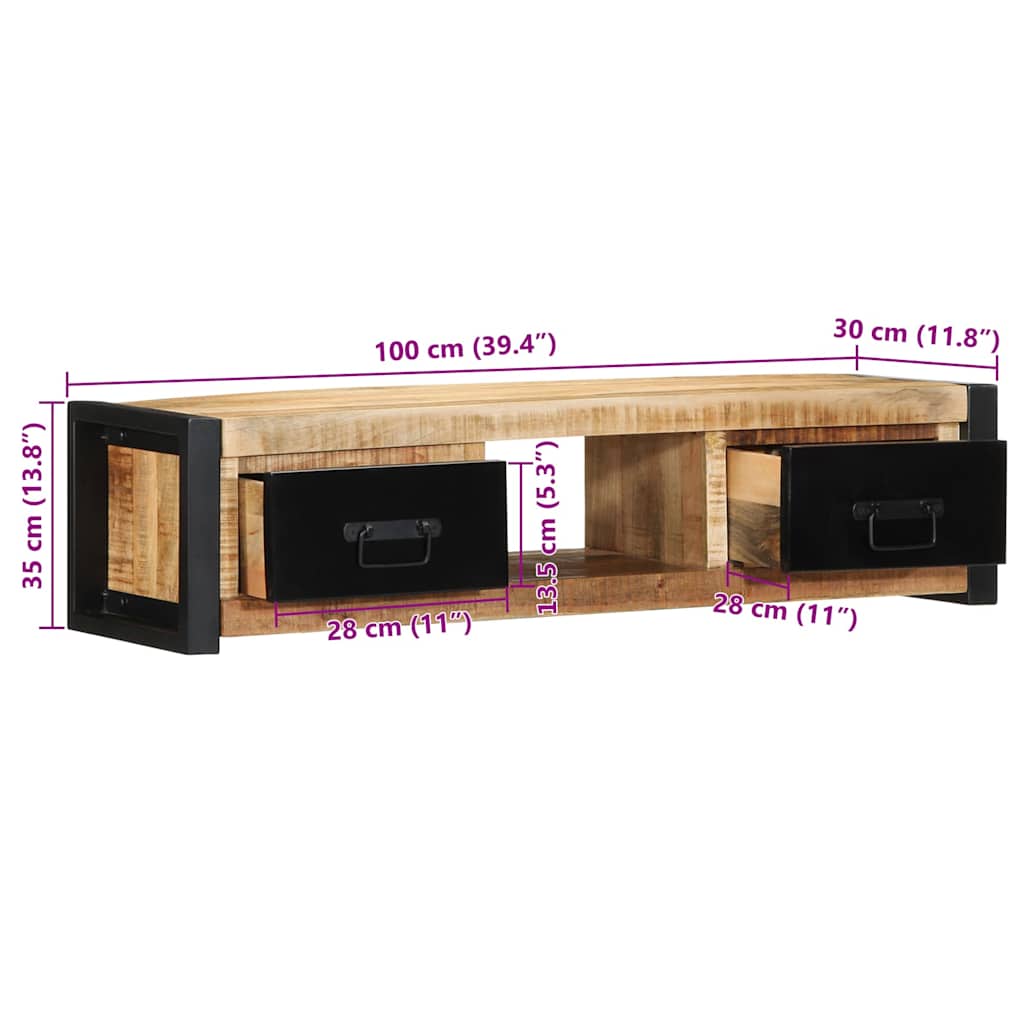 ντουλάπι τηλεόρασης vidaXL 100x30x25 cm Στερεό ακατέργαστο ξύλο Mango