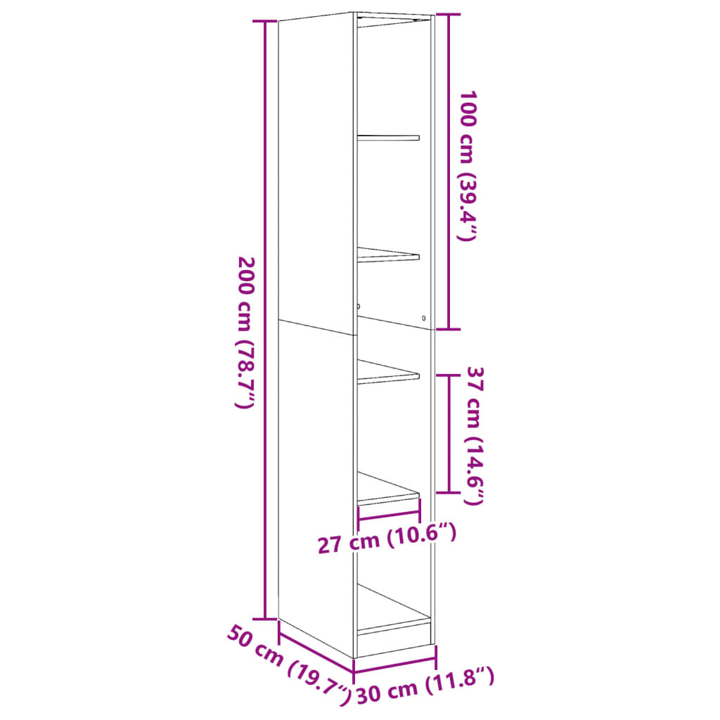 vidaXL Ντουλάπα Λευκή 30x50x200 εκ. από Επεξεργασμένο Ξύλο