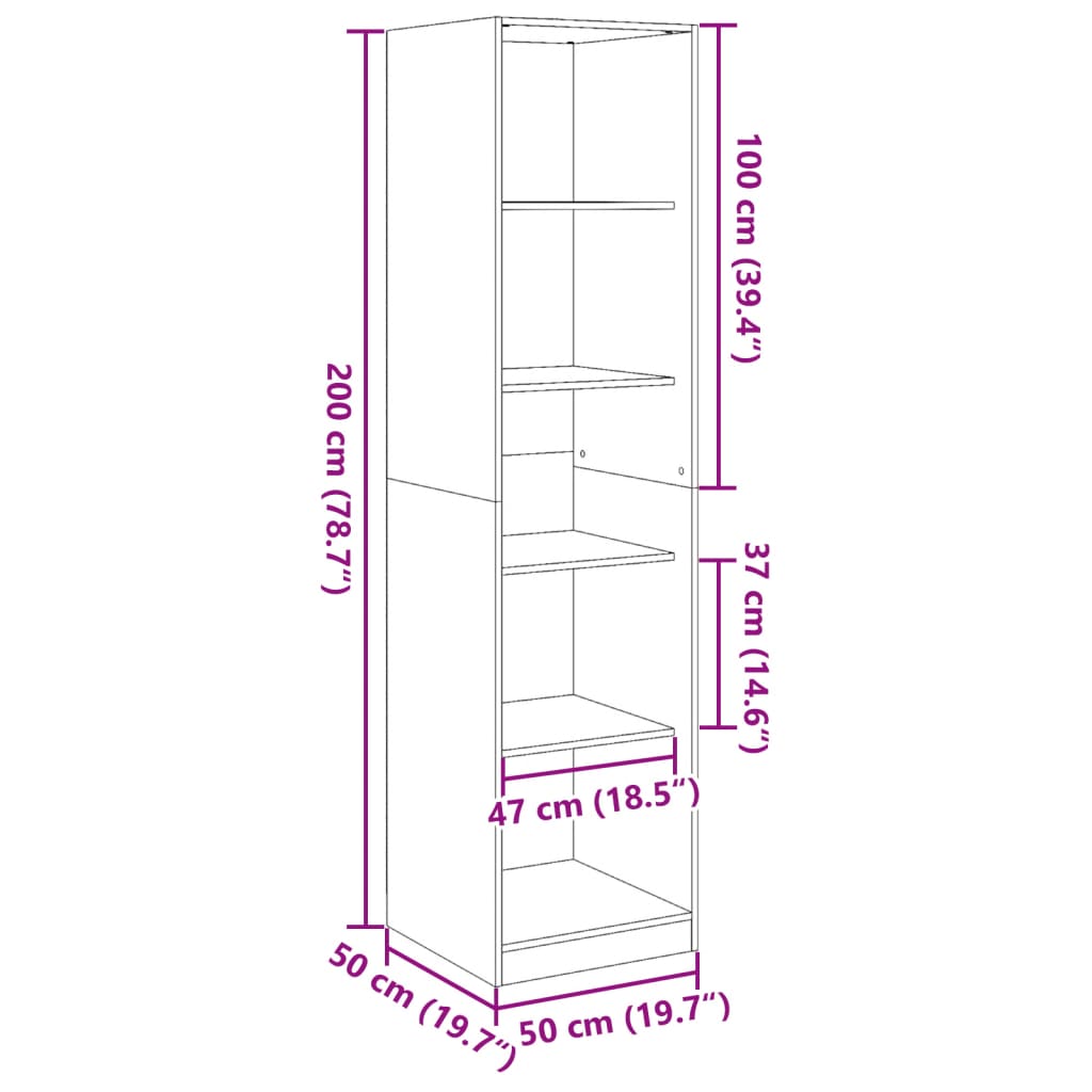 vidaXL Ντουλάπα Όψη Παλαιού Ξύλου 50x50x200 εκ. από Επεξεργασμένο Ξύλο