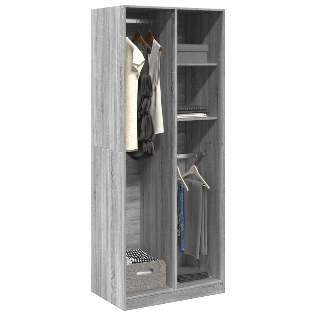vidaXL Ντουλάπα Γκρι Sonoma 80x50x200 εκ. από Επεξεργασμένο Ξύλο